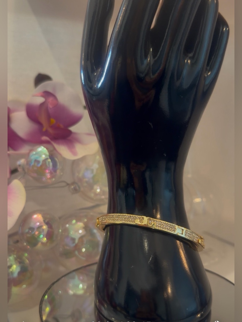 Tory Burch Authentic Gold Pavé Hinged Bangle Bracelet